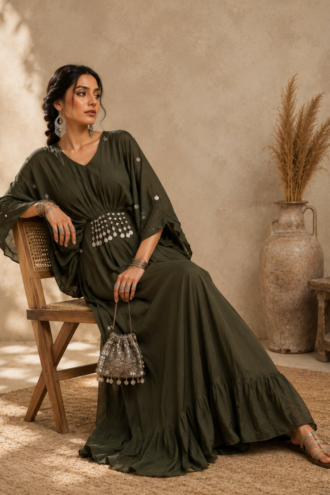 Olive Kaftan Gown