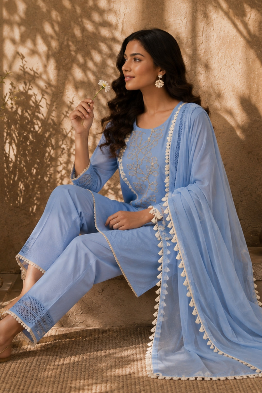 Powder Blue Farsi Kurta Set