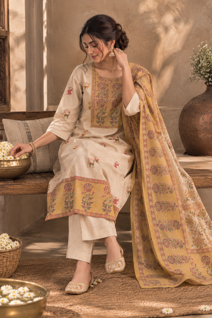Azure Meadow Paper Silk Kurta Set
