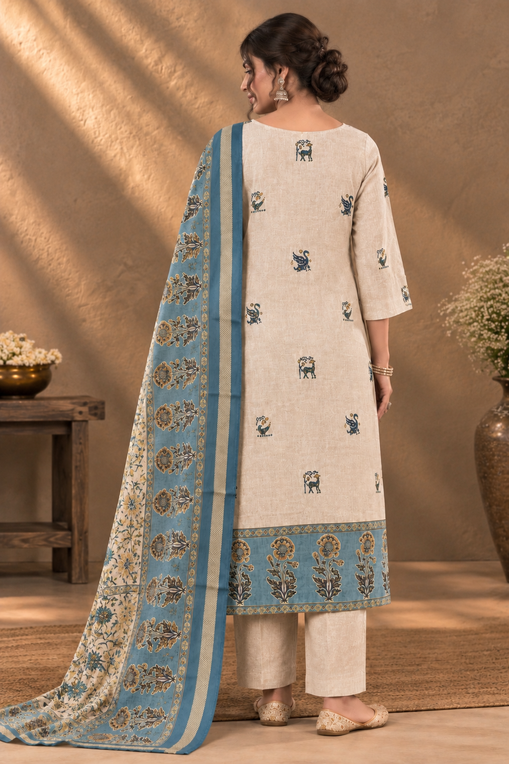 Azure Meadow Paper Silk Kurta Set