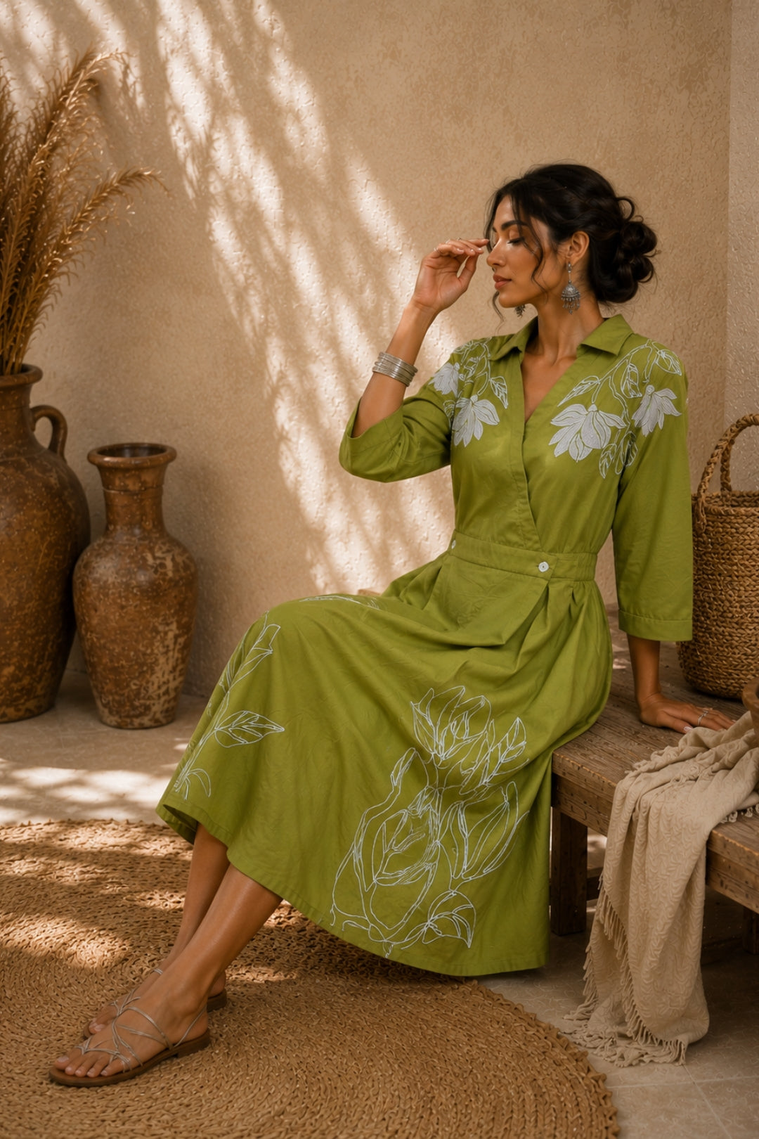 Olive Wrap Dress