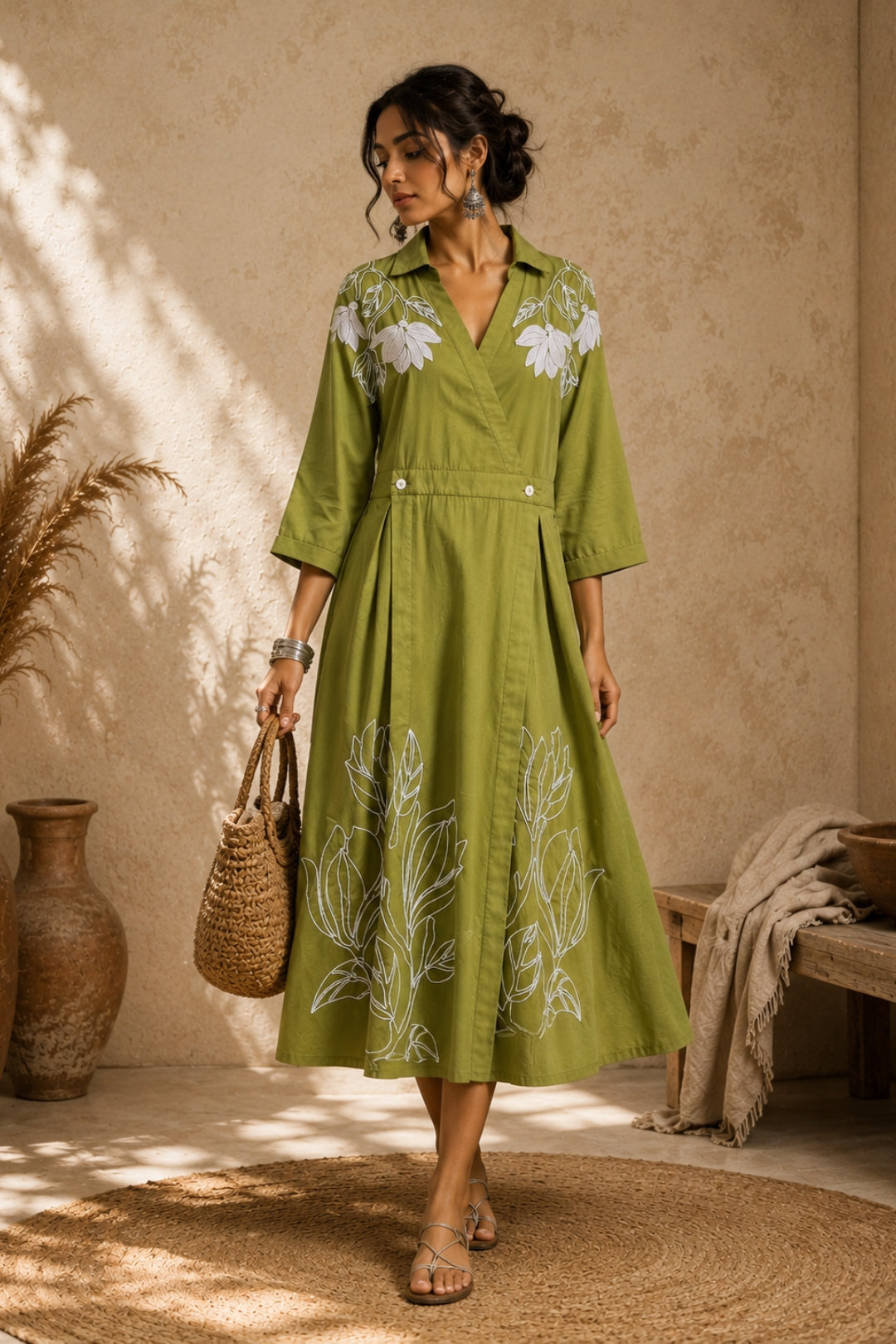 Olive Wrap Dress