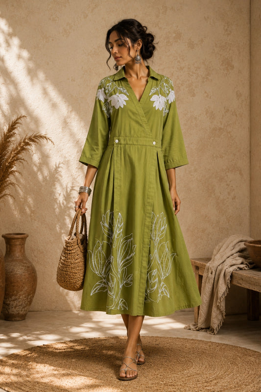 Olive Wrap Dress