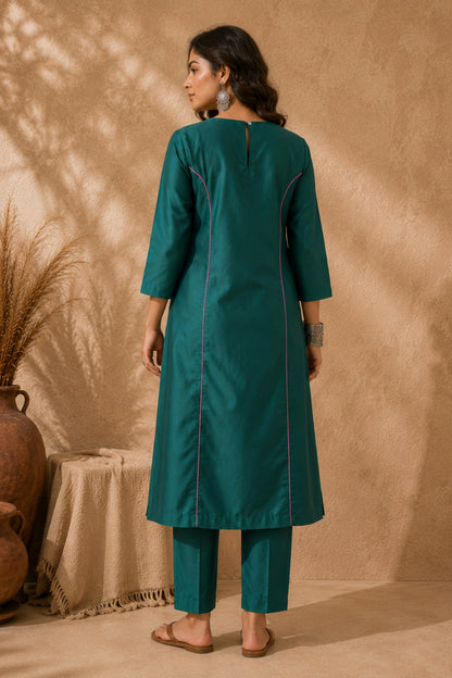 Teal Wave Kurta Set