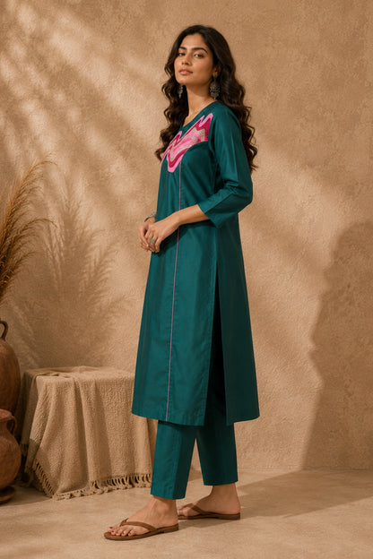 Teal Wave Kurta Set