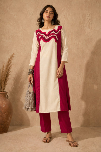 Ivory Colorblock Kurta Set