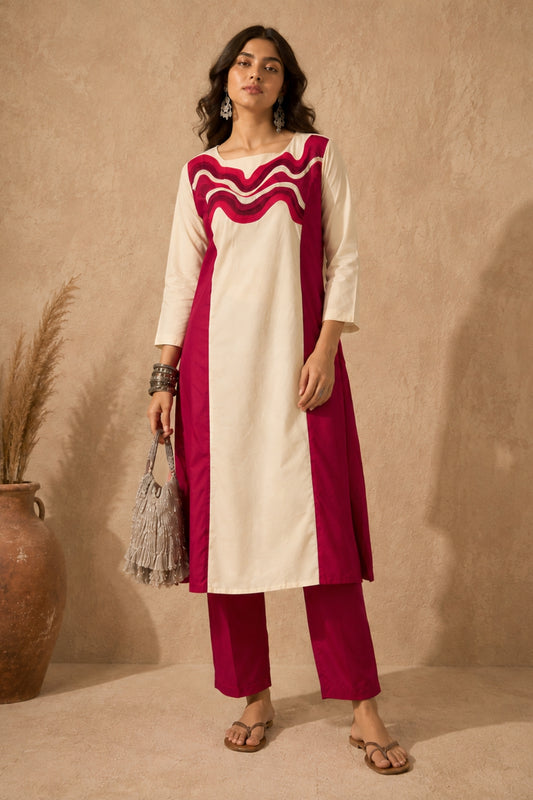 Ivory Colorblock Kurta Set