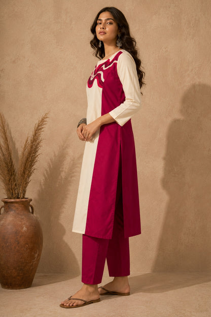 Ivory Colorblock Kurta Set