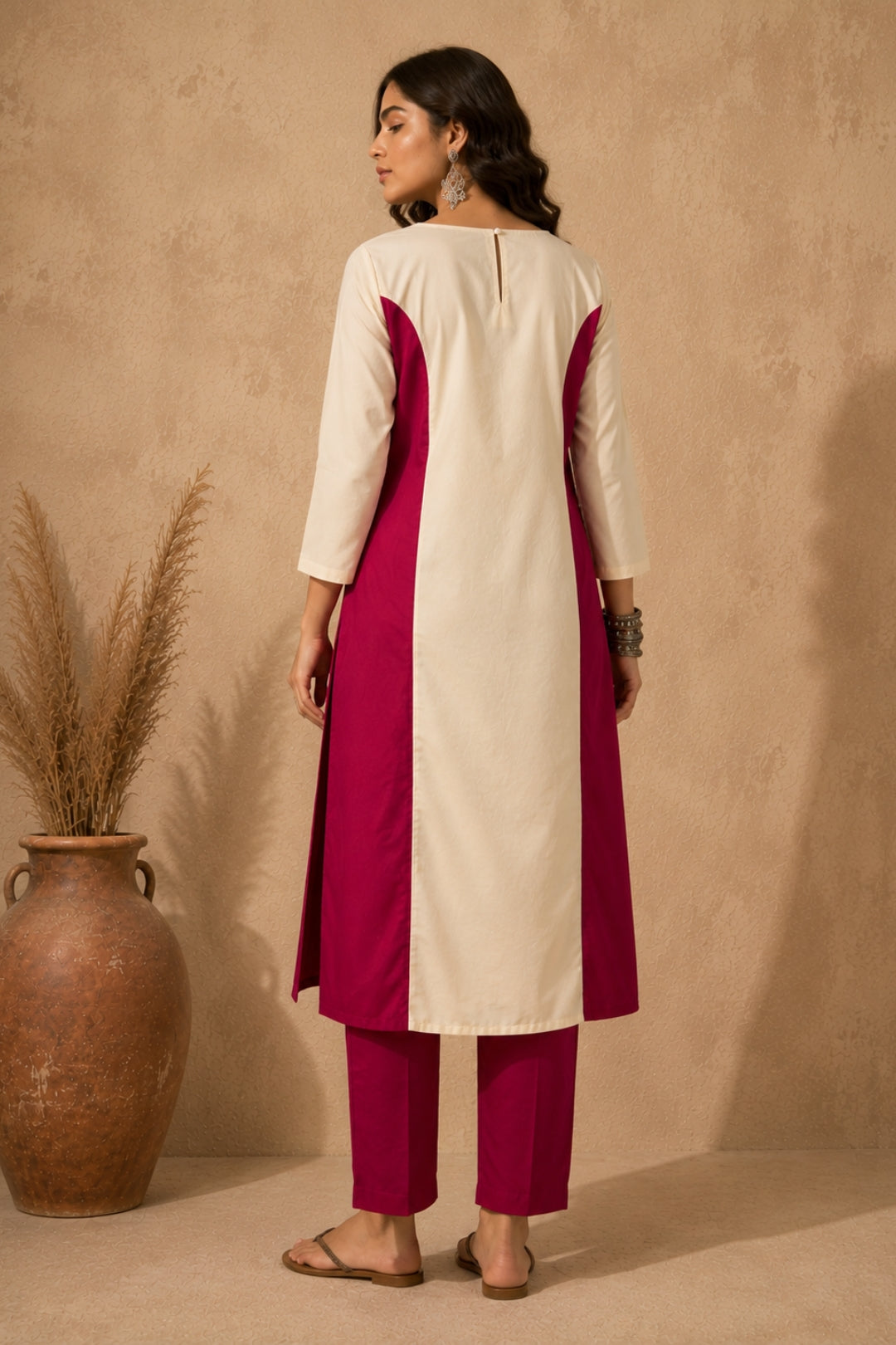 Ivory Colorblock Kurta Set