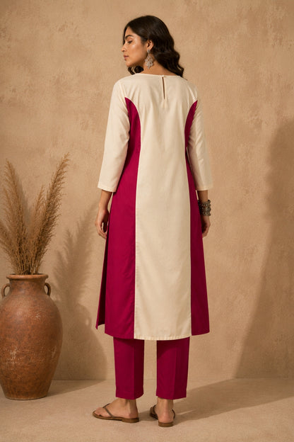 Ivory Colorblock Kurta Set