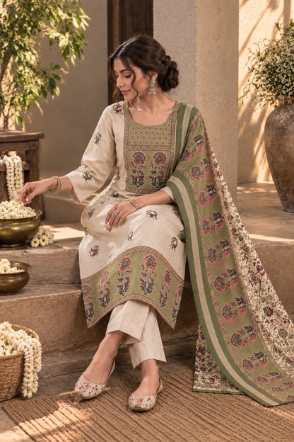 Azure Meadow Paper Silk Kurta Set