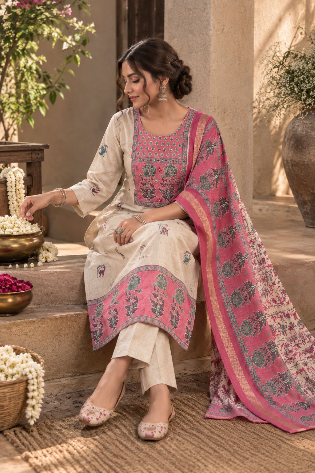 Azure Meadow Paper Silk Kurta Set
