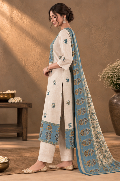Azure Meadow Paper Silk Kurta Set