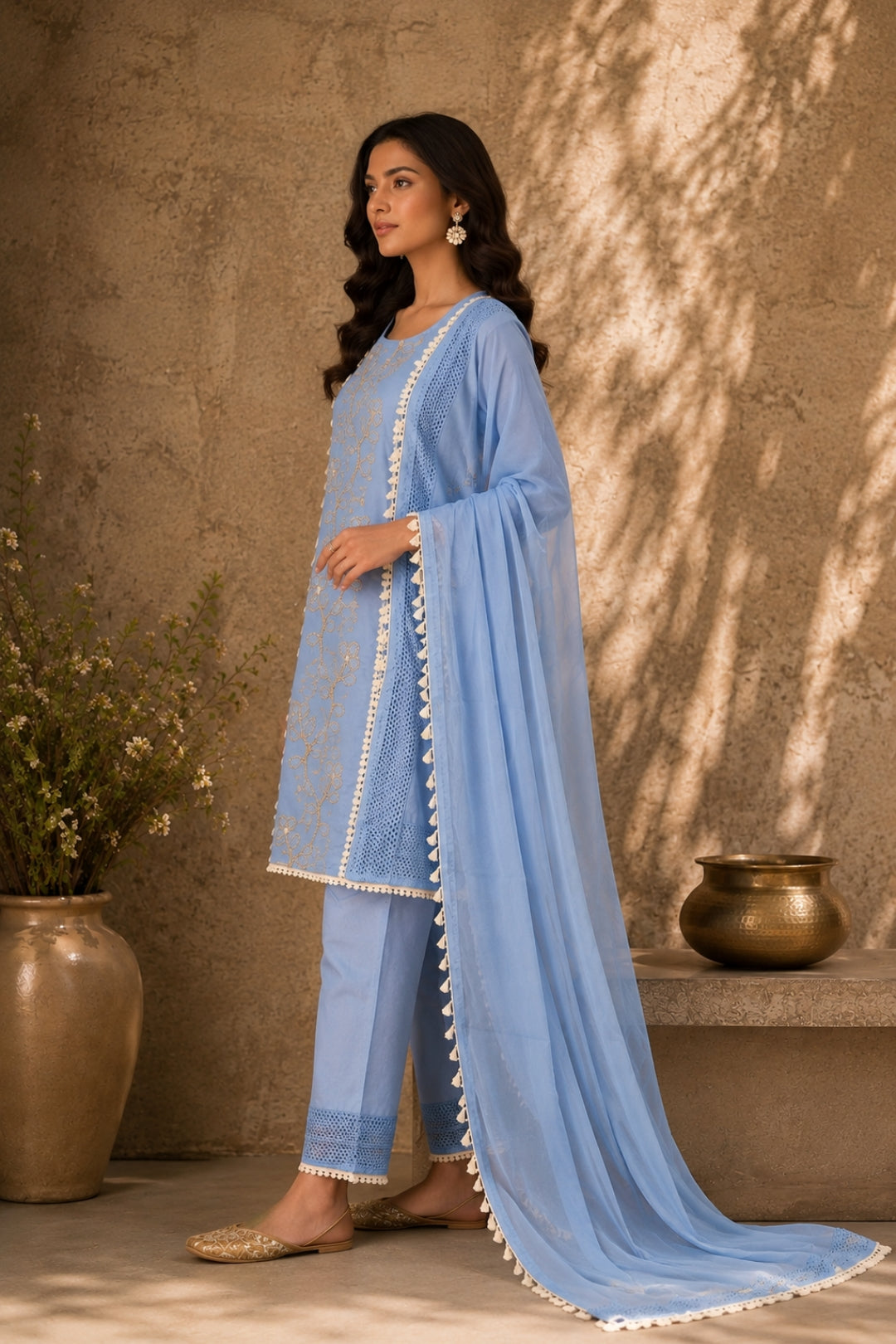 Powder Blue Farsi Kurta Set