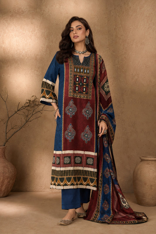 Navy Blue Tribal Print Kurta Set