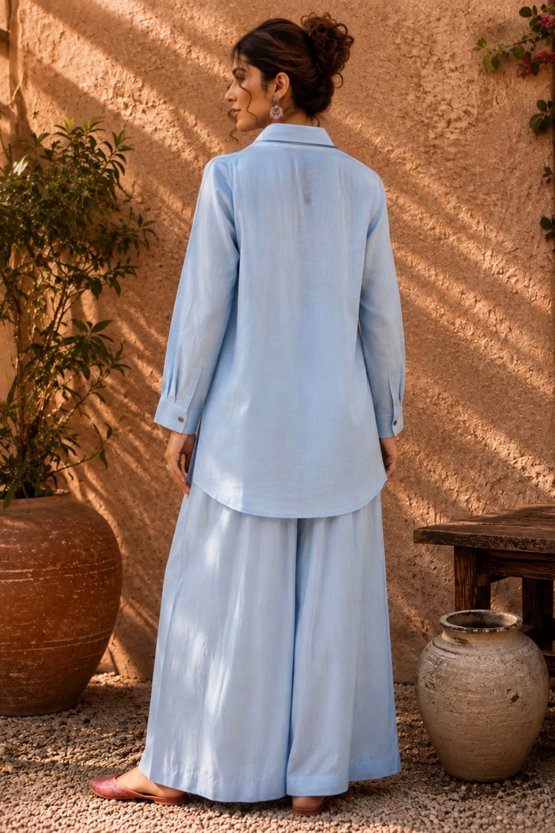 Powder Blue Kota Doria Co-ord Set