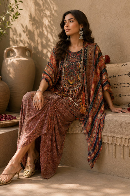 Rust Tribal Kaftan