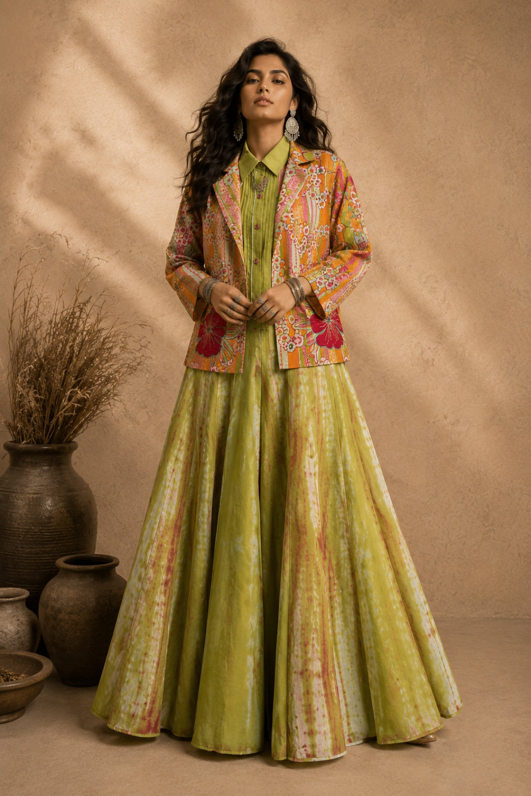 Lime Floral Blazer Set