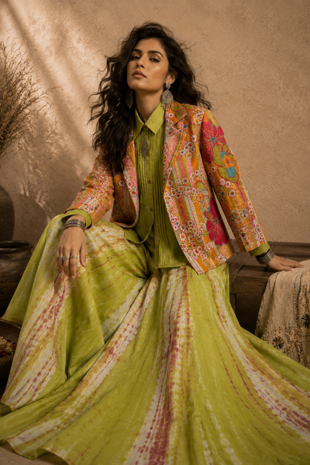 Lime Floral Blazer Set