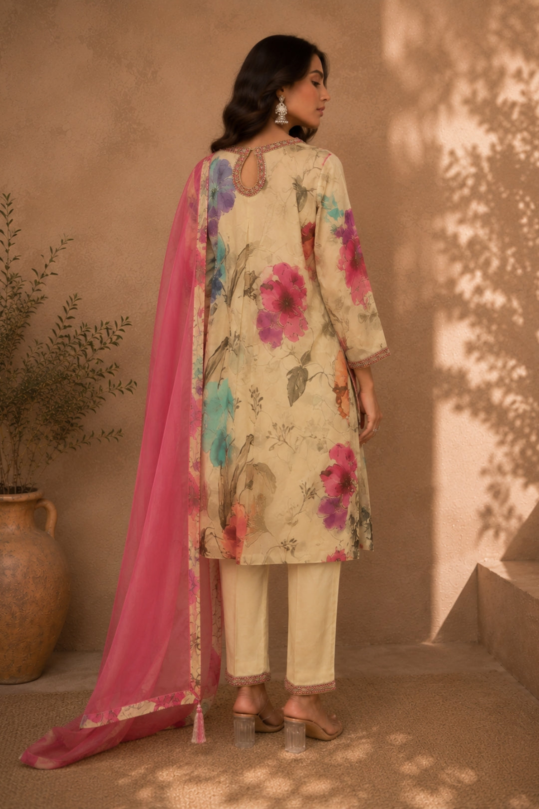 Ivory Floral Kurta Set