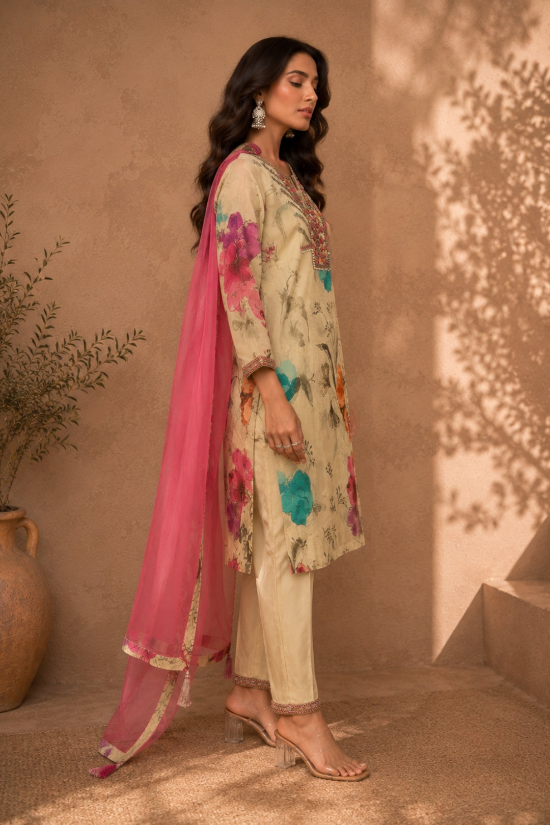 Ivory Floral Kurta Set