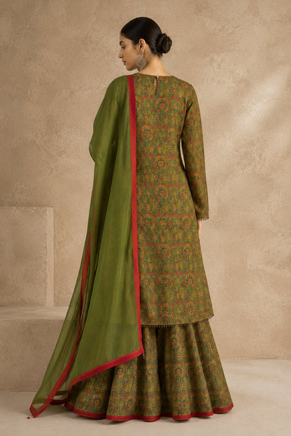 Olive Floral Sharara Set