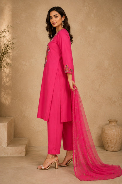Hot Pink Paisley Kurta Set