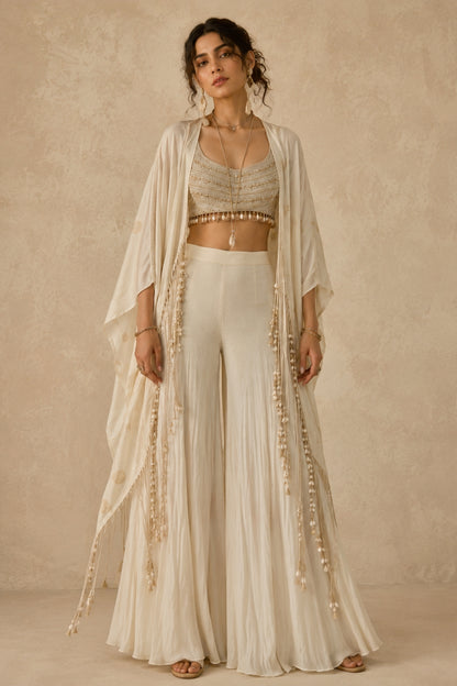 Ivory Cape Sharara Set
