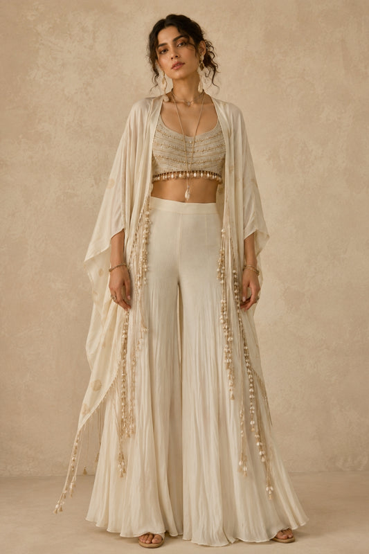 Ivory Cape Sharara Set