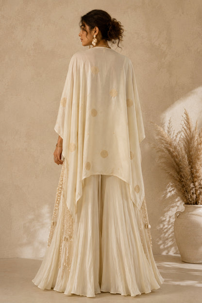 Ivory Cape Sharara Set