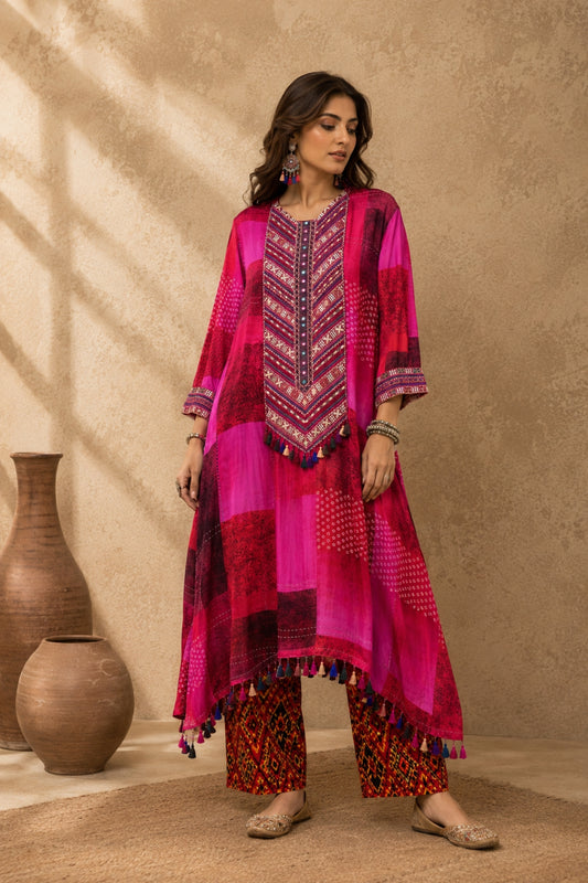Magenta Patchwork Kaftan