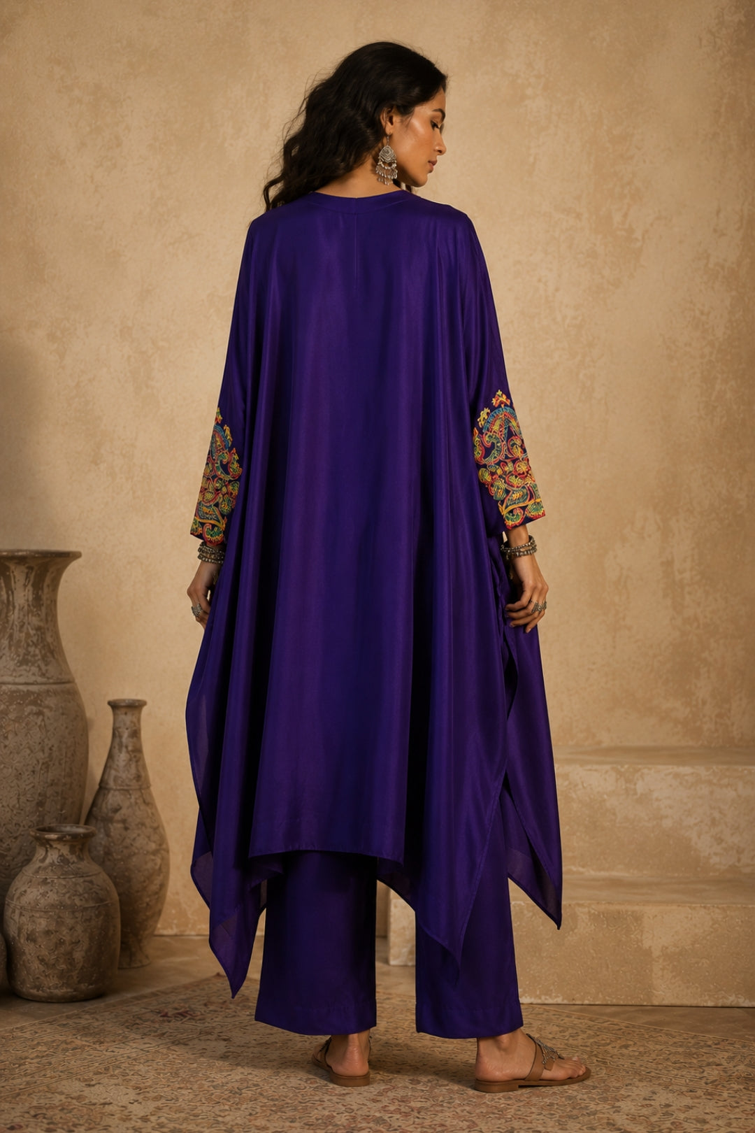 Purple Satin Kaftan Set