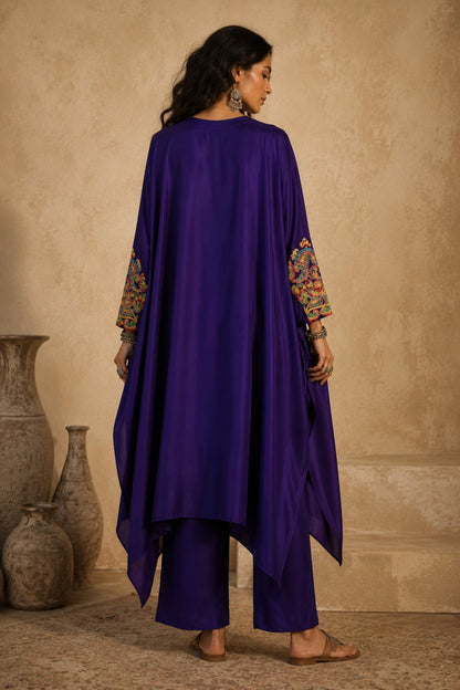 Purple Satin Kaftan Set
