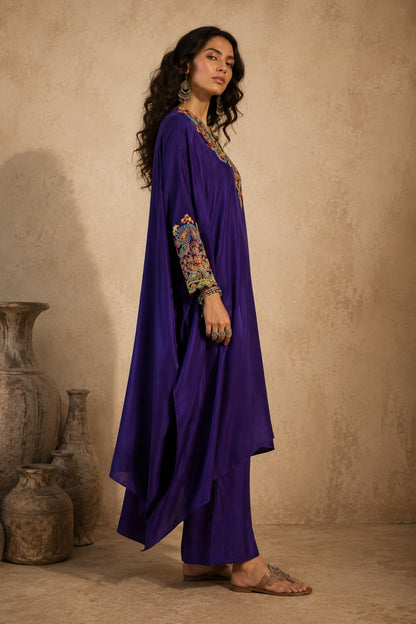 Purple Satin Kaftan Set