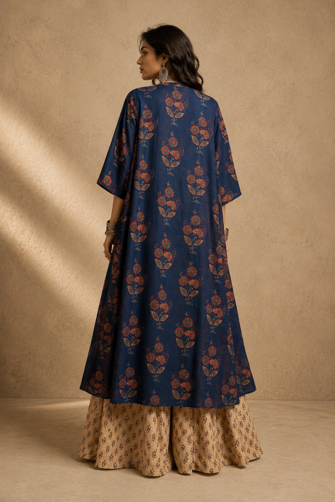 Blue Floral Jacket Set