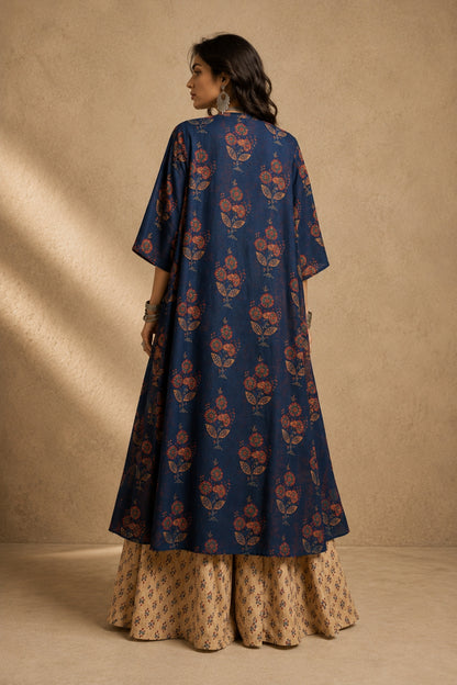 Blue Floral Jacket Set