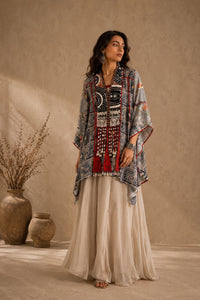 Grey Mosaic Print Kaftan Set