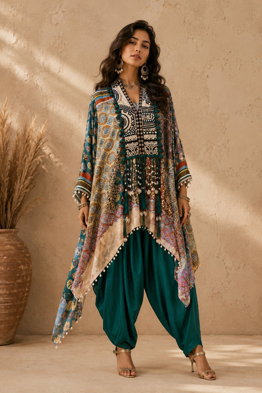 Teal Tapestry Kaftan Set