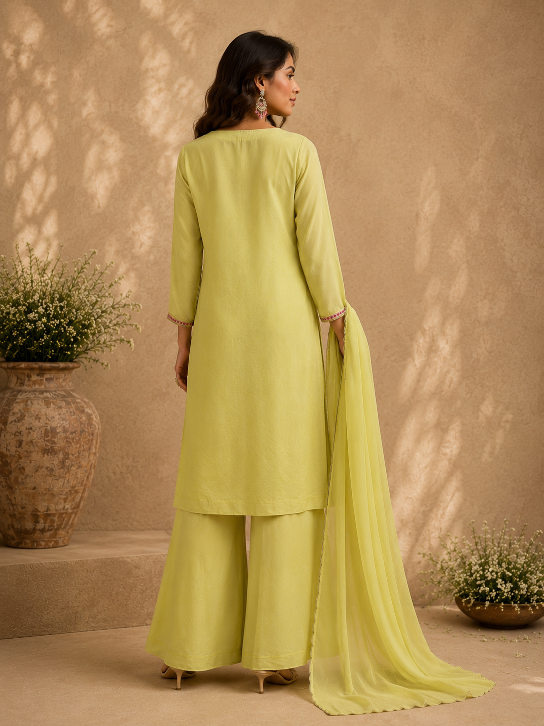 Lime Embroidered Kurta Set
