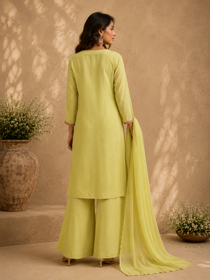 Lime Embroidered Kurta Set
