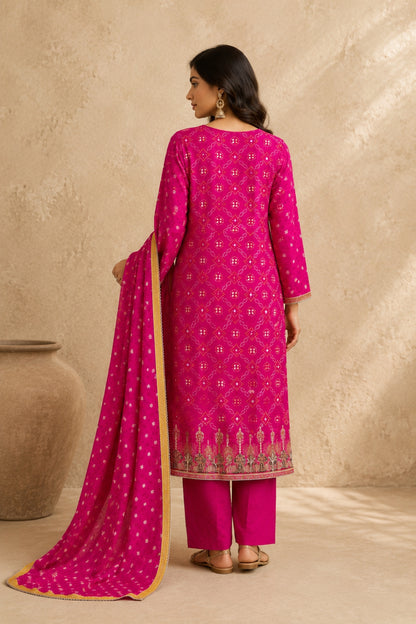 Rani Pink Kurta with a Mustard Tapestry Set
