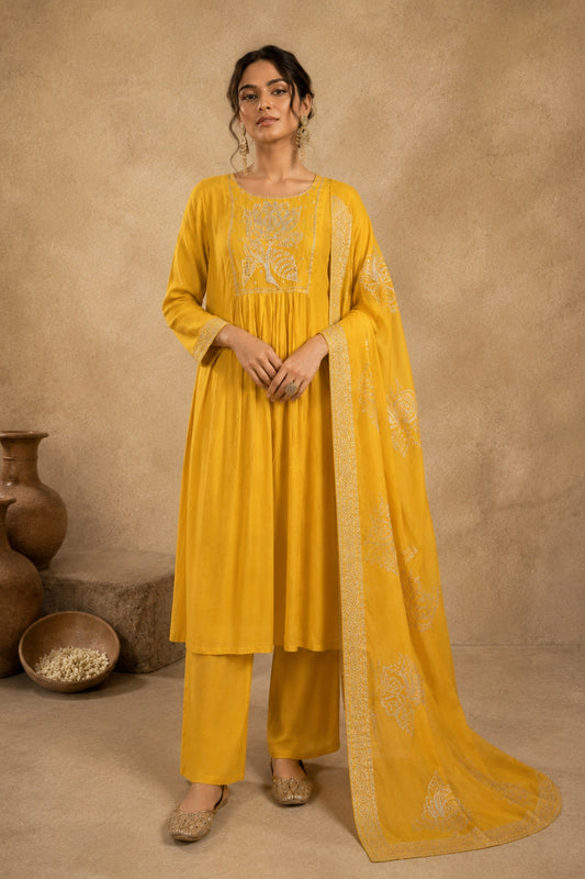 Mustard Peplum Set