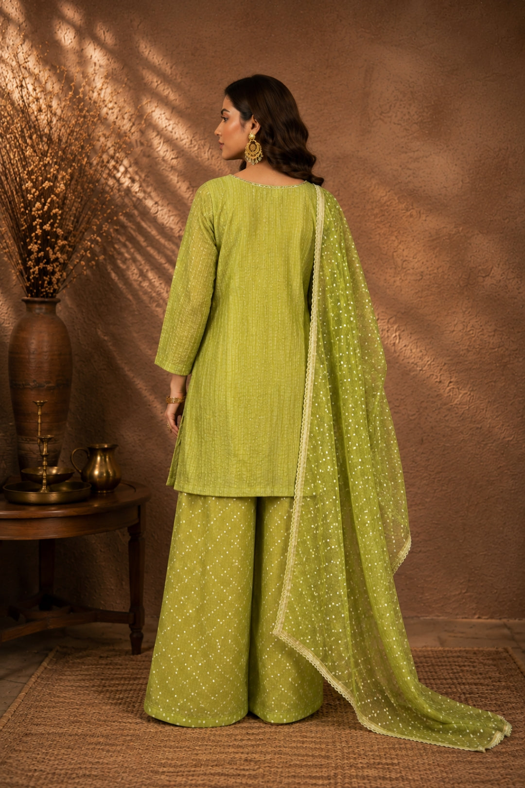 Lime Green Salsa Fabric Kurta Set