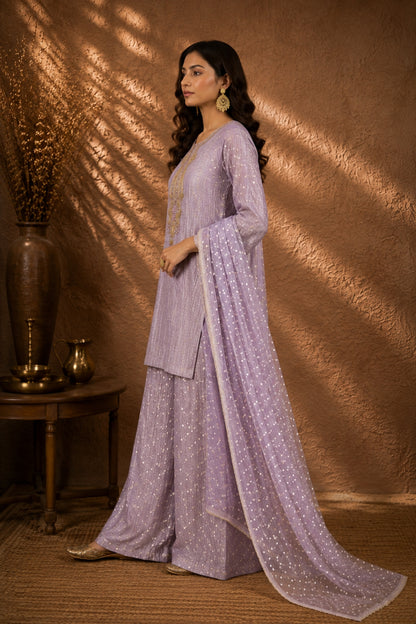 Lavender Salsa Fabric Kurta Set