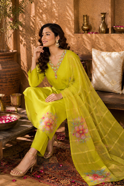Lime Green Kurta Set