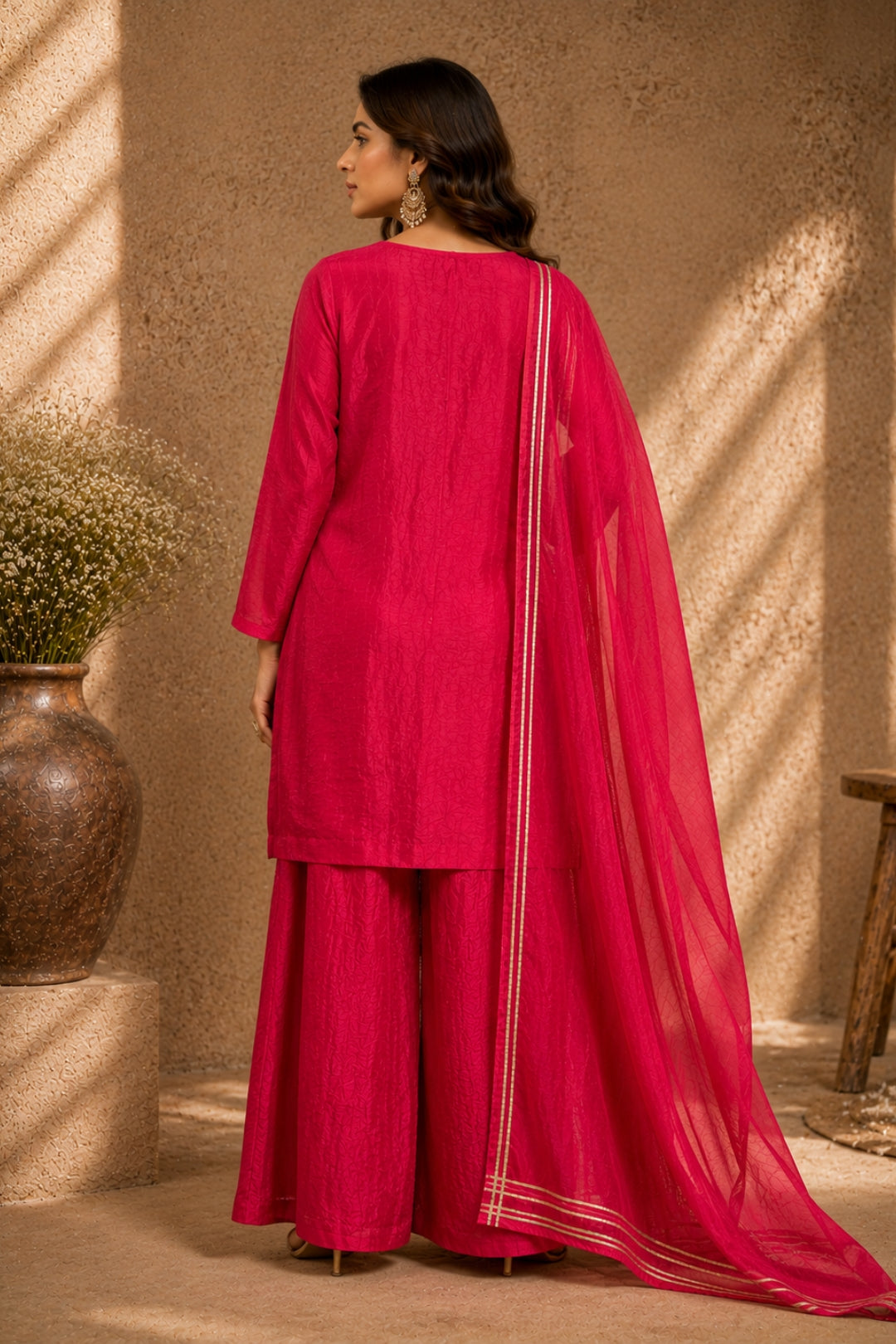 Fusia Crushed Tissue Organza Kurta Set