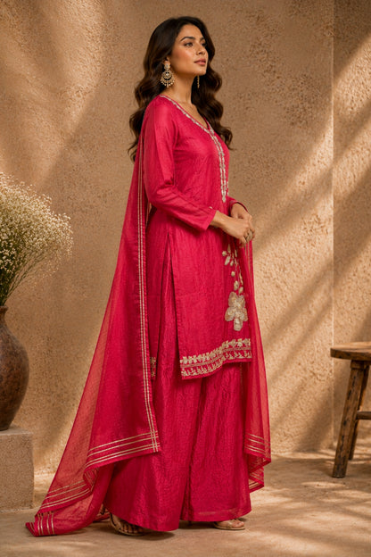 Fusia Crushed Tissue Organza Kurta Set