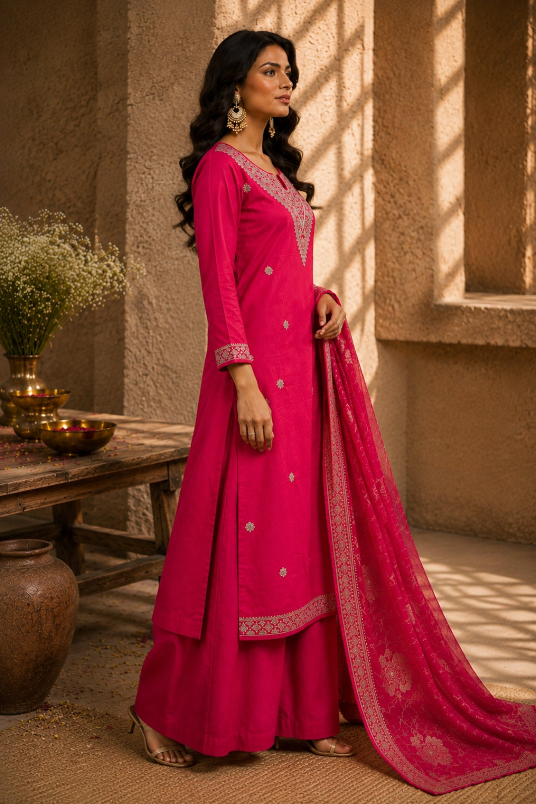 Amber Bloom Mul Chanderi Kurta Set