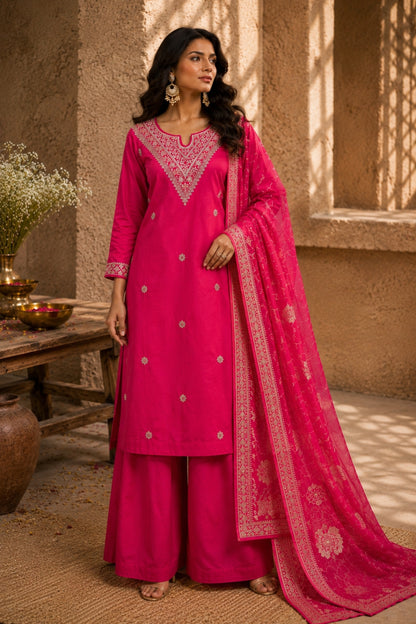 Amber Bloom Mul Chanderi Kurta Set