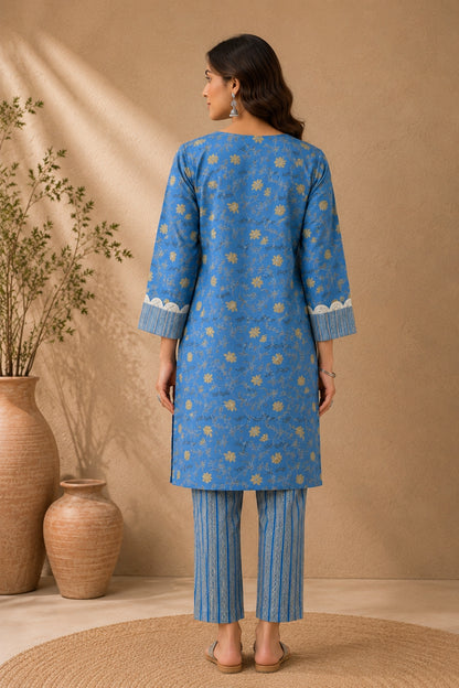 Blue Floral Kurta Set